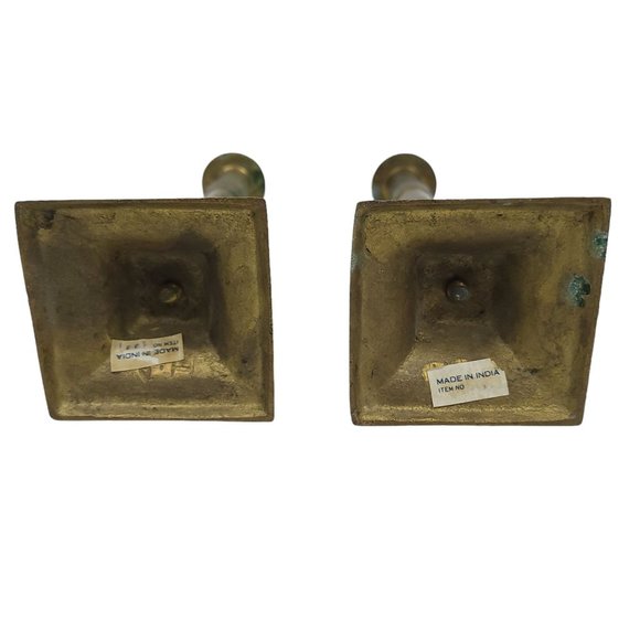 Vintage Brass Column Candle Holders 9.75" Candlesticks Set Of 2 India - Picture 9 of 12